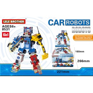 Lego children's toys assemble Lele brother car transforming robot 8531